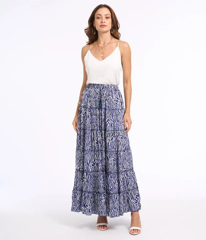 Jupe longue à volants Zebra