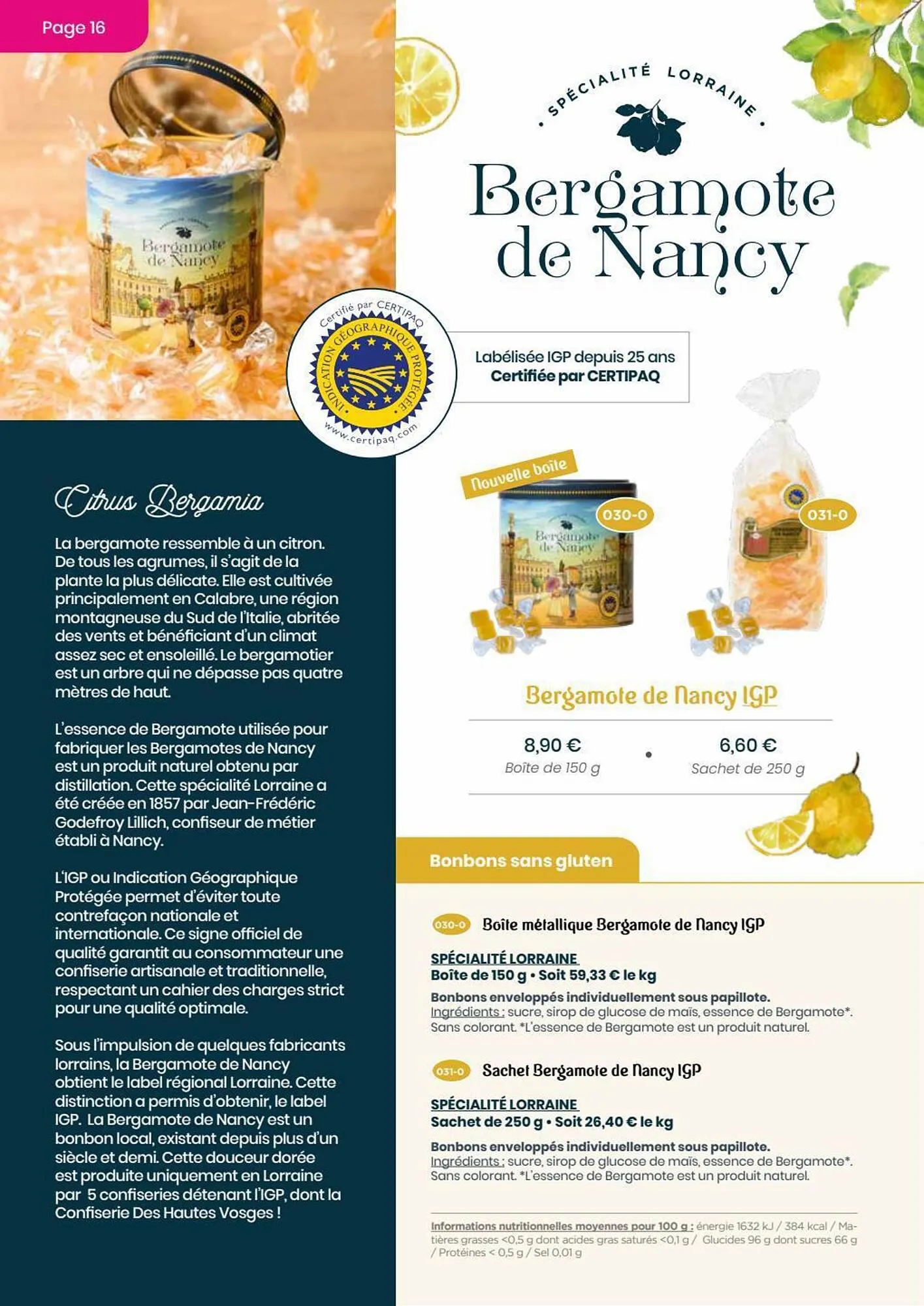 Catalogue Confiserie des Hautes Vosges du 13 juillet au 31 décembre 2023 - Catalogue page 16