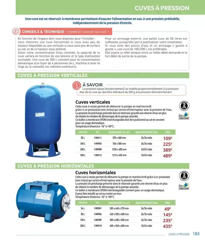 Les plaisir de l'eau Piscine,Spa,Arrosage du 10 mars au 31 décembre 2025 - Catalogue page 183