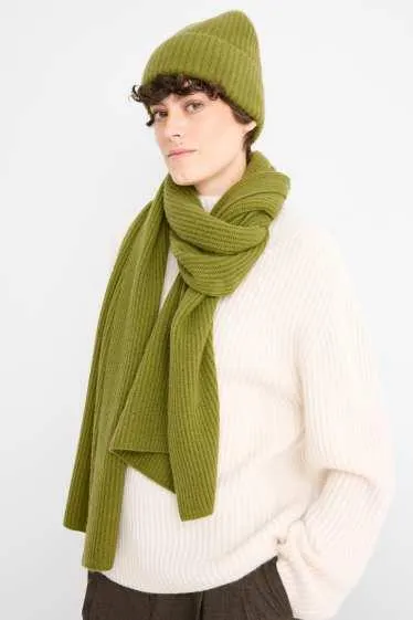 Cashmere scarf - ribbed