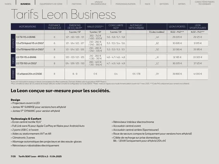 SEAT Leon 5 portes du 14 avril au 14 avril 2026 - Catalogue page 7