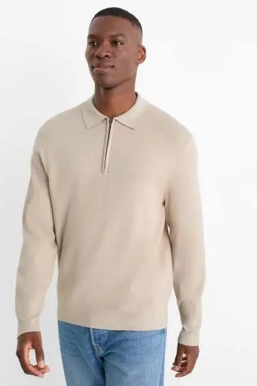 Long sleeve polo shirt - knitted