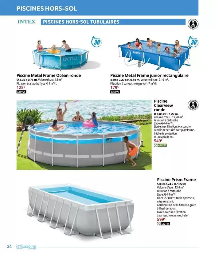 Les plaisir de l'eau Piscine,Spa,Arrosage du 10 mars au 31 décembre 2025 - Catalogue page 34