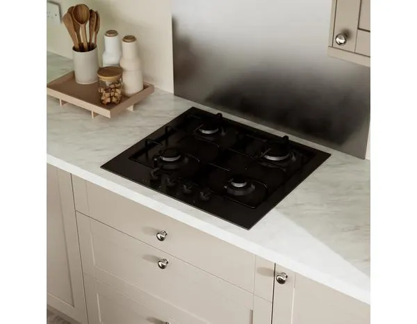 Plaque de cuisson gaz 4 feux émail noire 8500 W - 660 x 510 mm