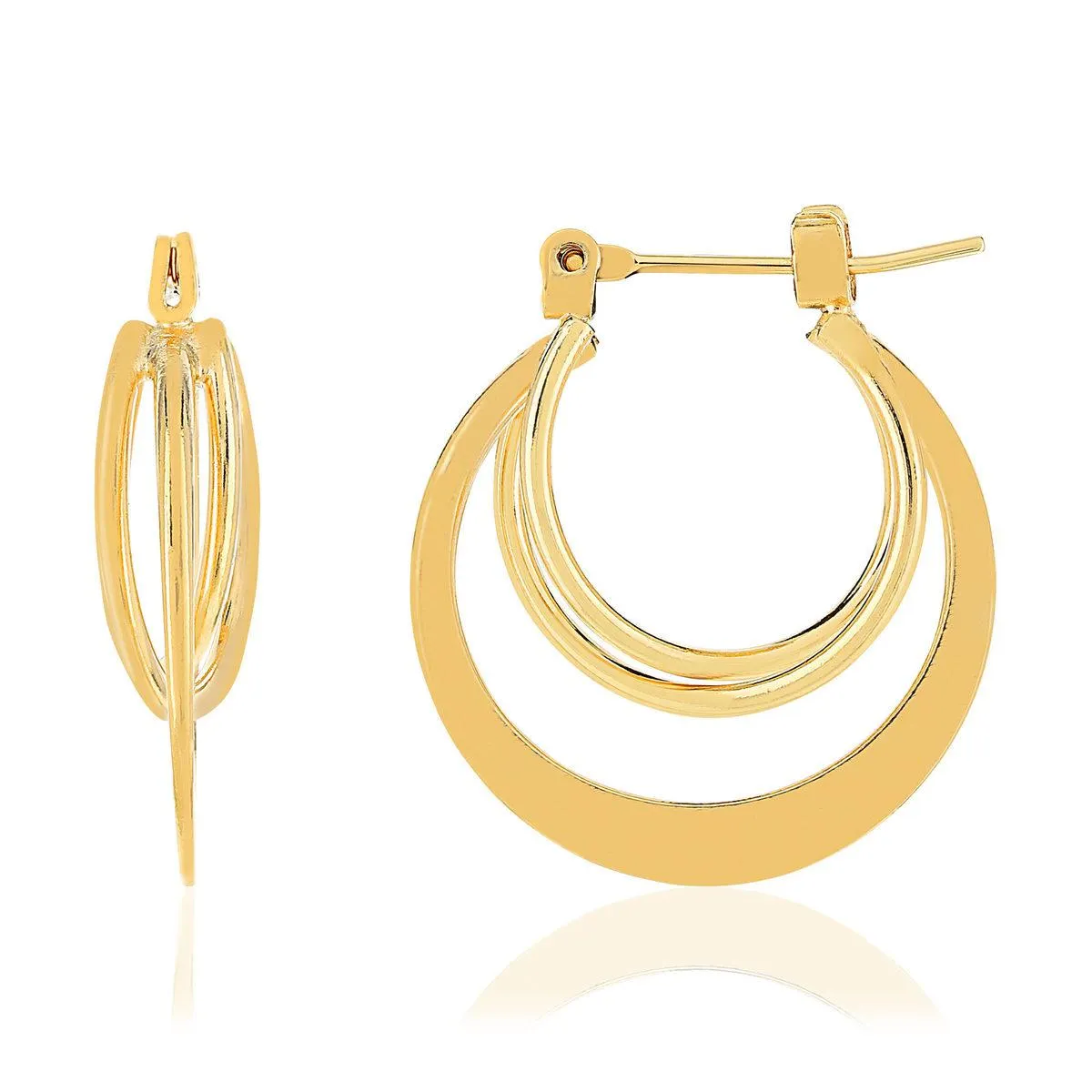 Créoles plaqué or triple anneau croisés