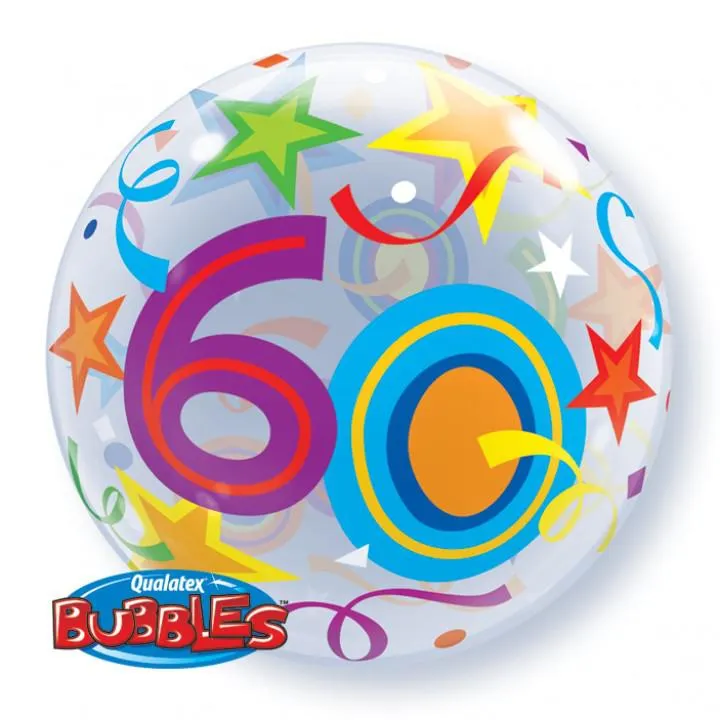 Ballon Bubble 60 ans Etoiles 55 cm