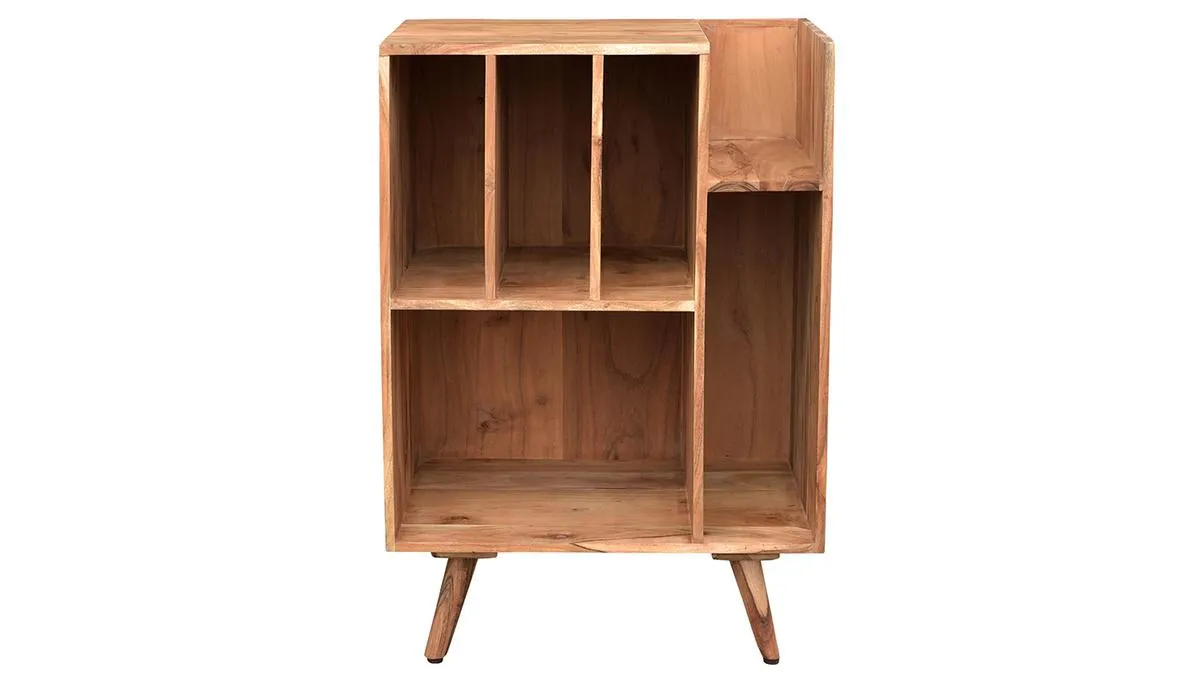 Meuble de rangement vinyles en bois massif L65 cm VIRGILE