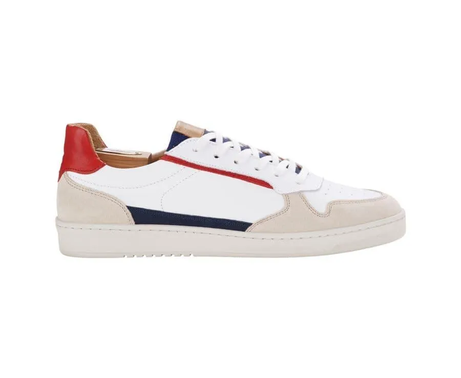 Sneakers cuir homme Bleu Blanc et Rouge - KOLORA