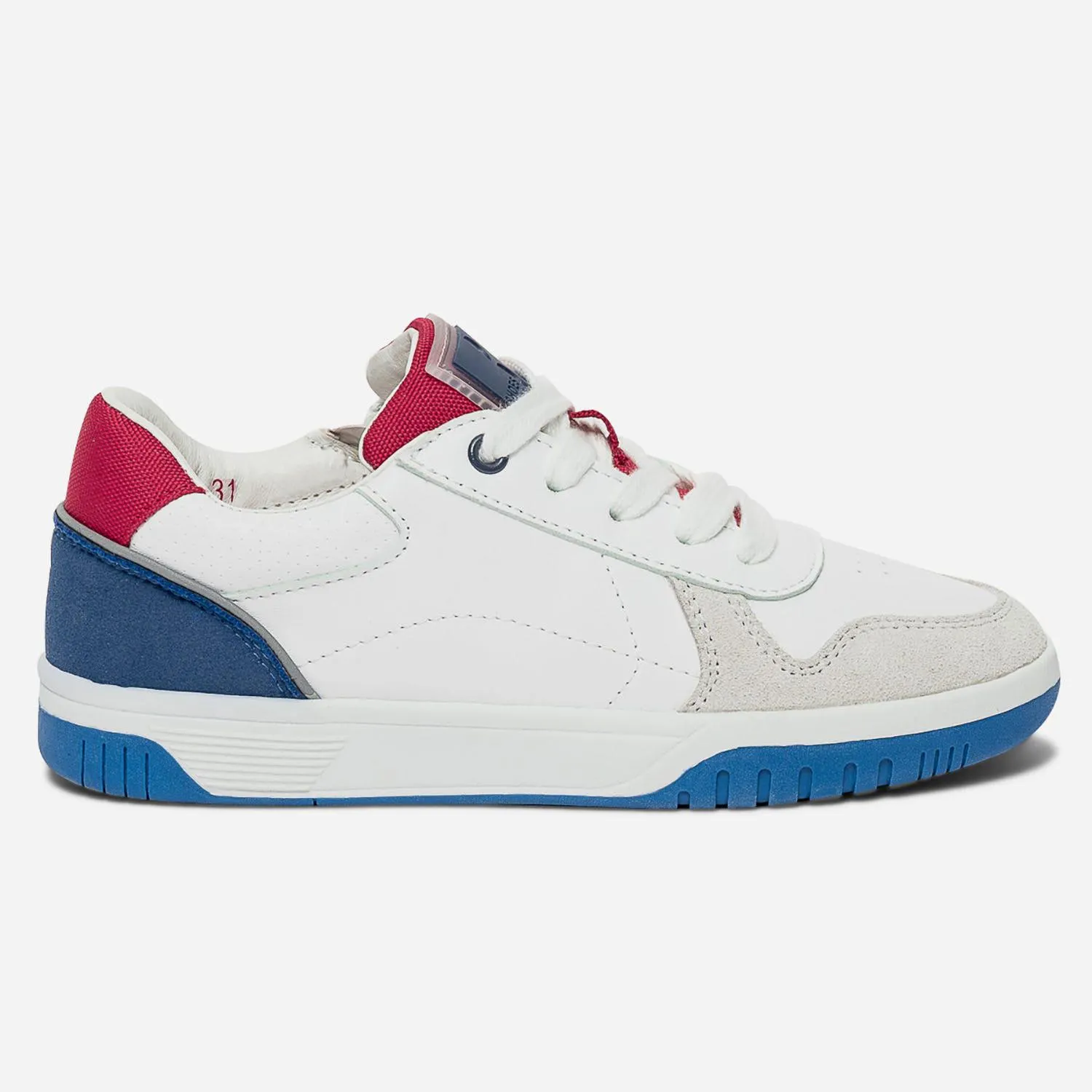 Tennis BUGGY blanche, grise, rouge et bleue