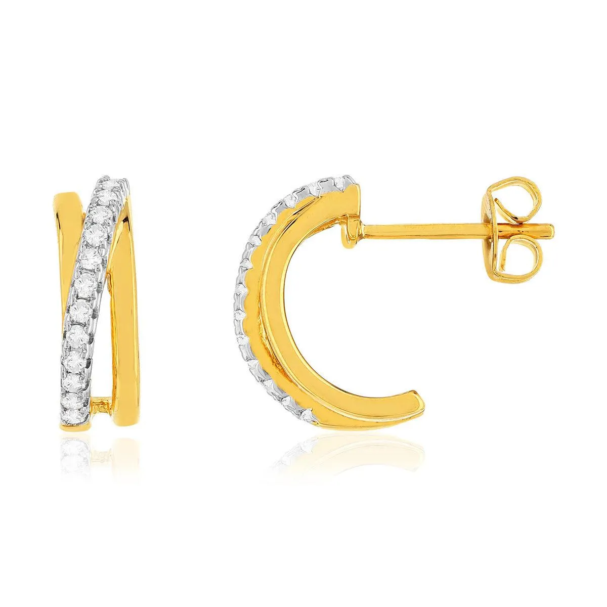 Boucles d'oreilles plaqué or jaune zirconias.