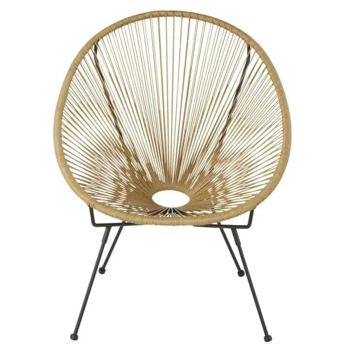 Sillón de jardín redondo de resina efecto ratán