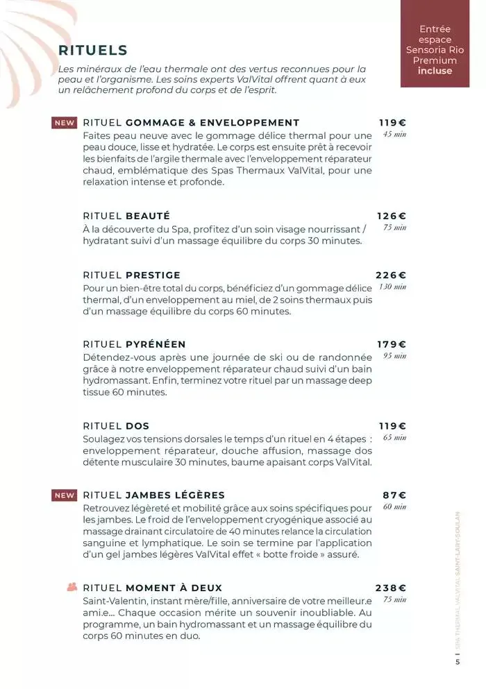 Carte Spa Saint-Lary-Soulan 2025 du 9 décembre au 31 décembre 2025 - Catalogue page 5