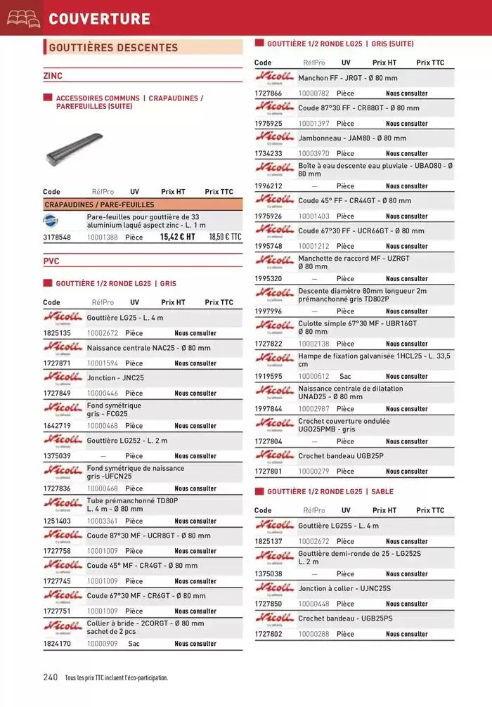 Matériaux 2025 du 1 janvier au 31 décembre 2025 - Catalogue page 240