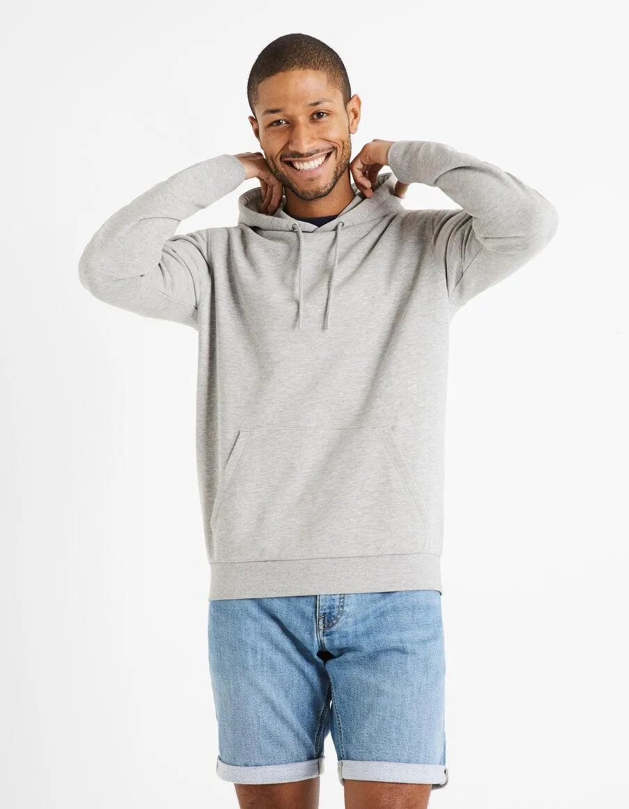 Sweat à capuche 100% coton - gris