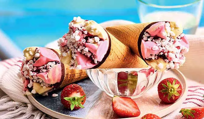 6 cônes vanille fraise