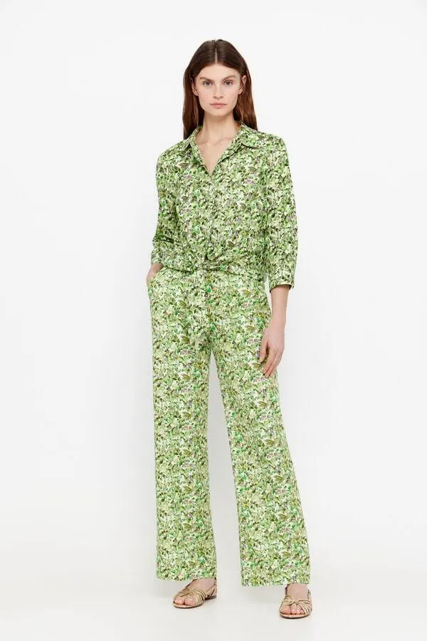 Pantalón lino estampado
