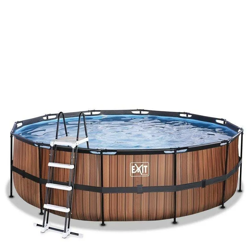 Piscine Exit Wood ø450x122cm Avec Pompe Filtrante - Marron