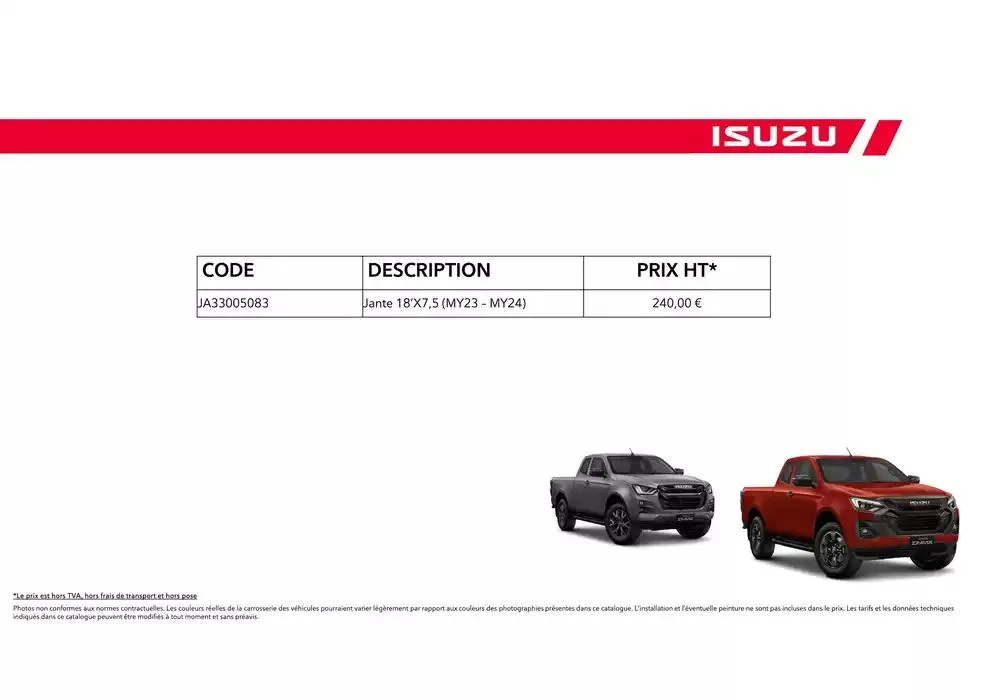 ISUZU SPACE N60B Accessoires du 15 octobre au 15 octobre 2025 - Catalogue page 50