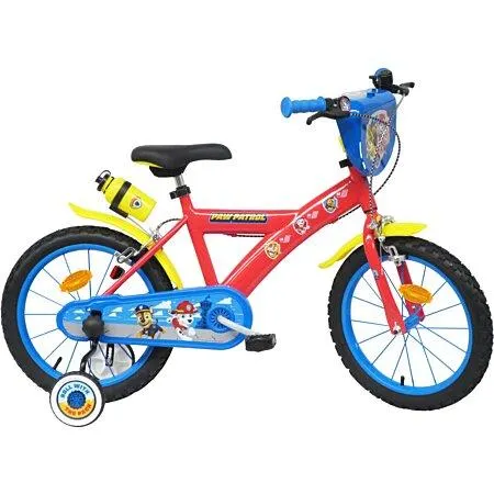 Vélo 16" Garçon Licence "Pat Patrouille" pour enfant de5 à 7 ans avec stabilisateurs à molettes - 2 frein
