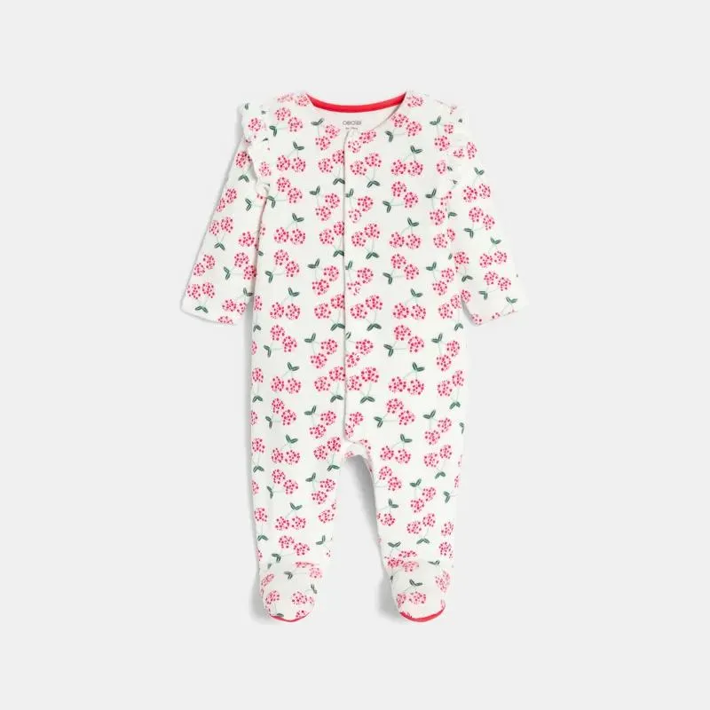 Dors-bien velours fleuri rose bébé fille