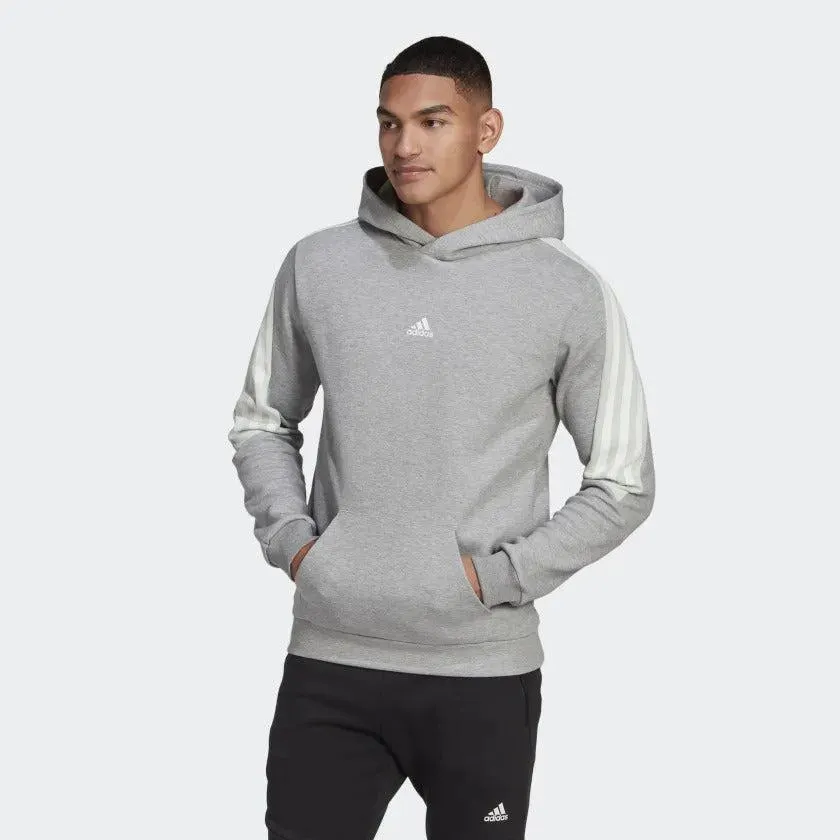 Adidas 3 Stripe Future Icons Hoodie - Grey/White