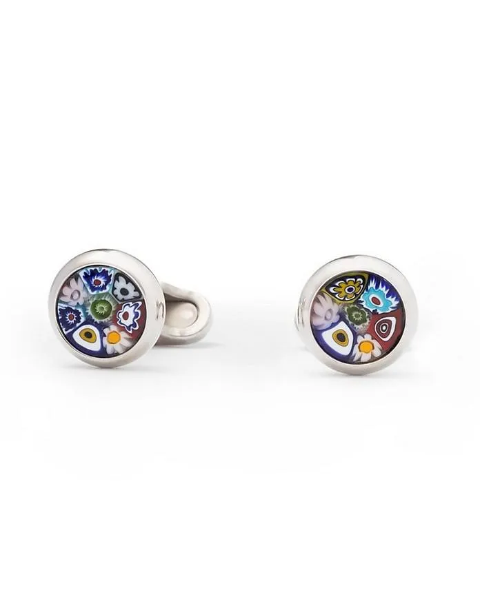Torcello Brass and Murano Glass Small Millefiori Cufflinks