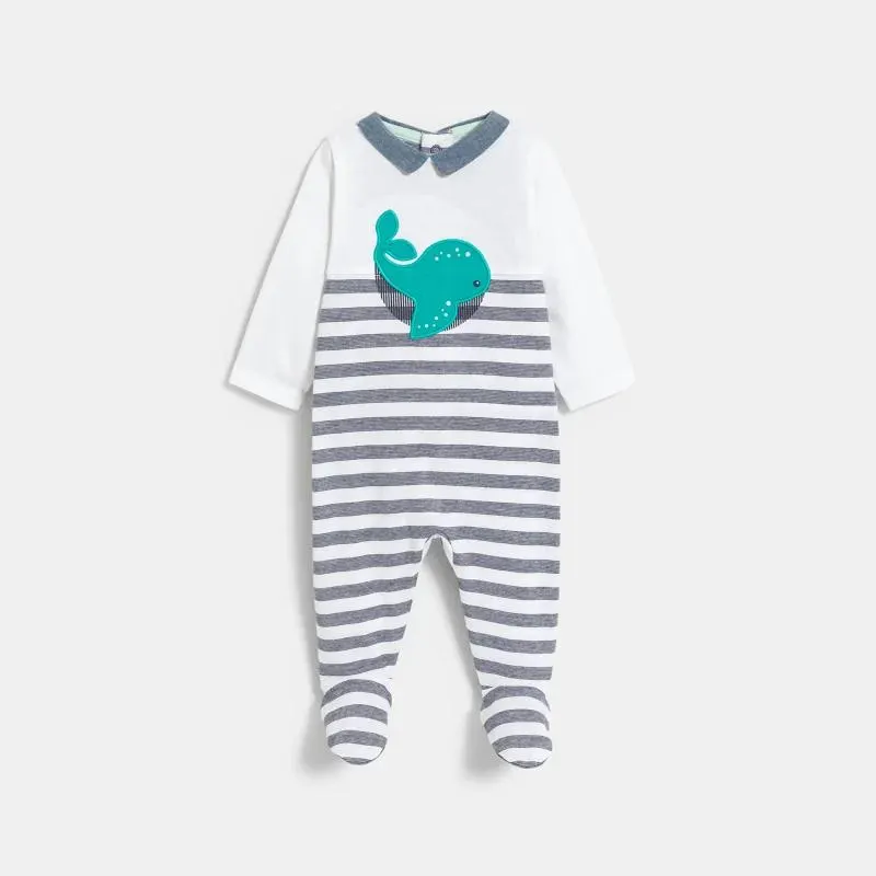 Dors-bien rayé baleine bleu bébé garçon