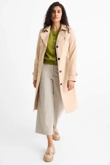 Cloth trousers with belt - high waist - wide leg