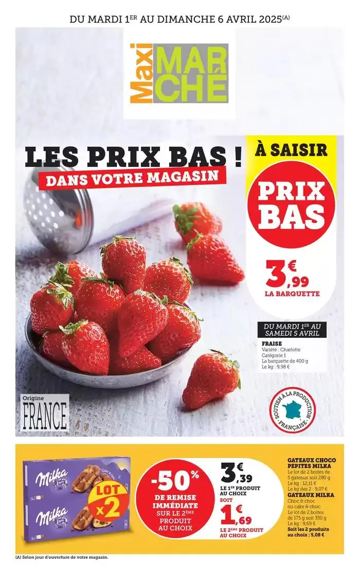 LES PRIX BAS ! DANS VOTRE MAGASIN du 31 mars au 6 avril 2025 - Catalogue page 1