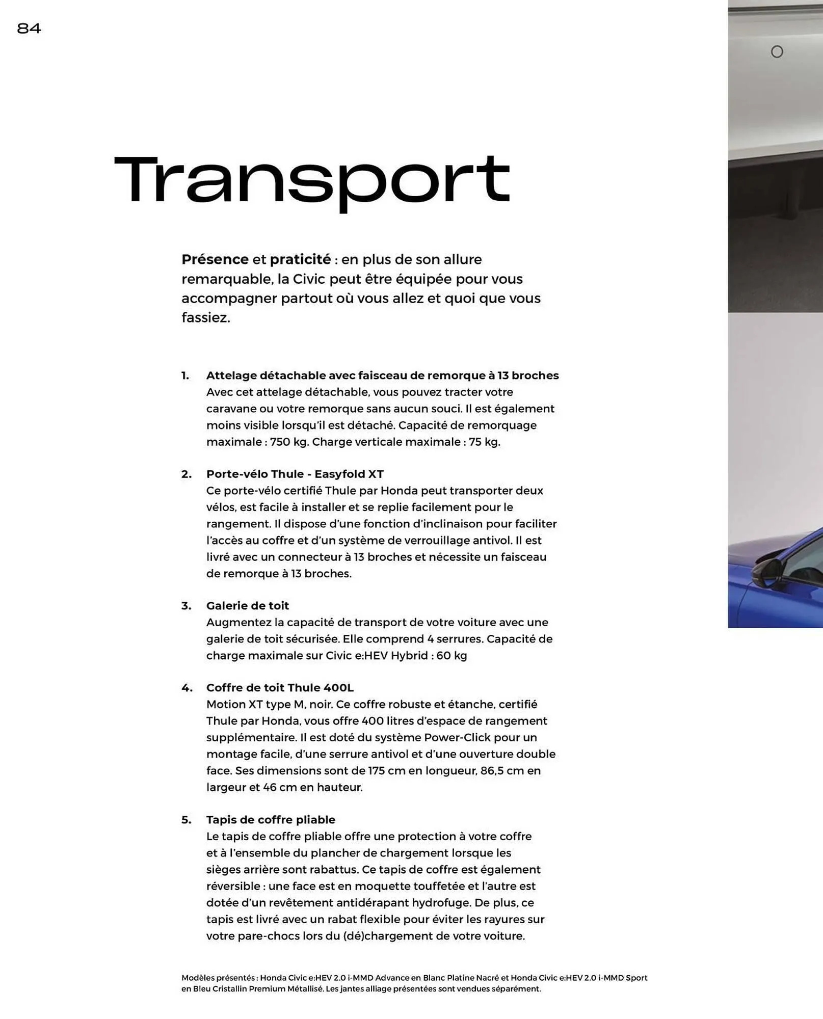 Catalogue Honda Civic Hybrid du 20 décembre au 30 juin 2024 - Catalogue page 84