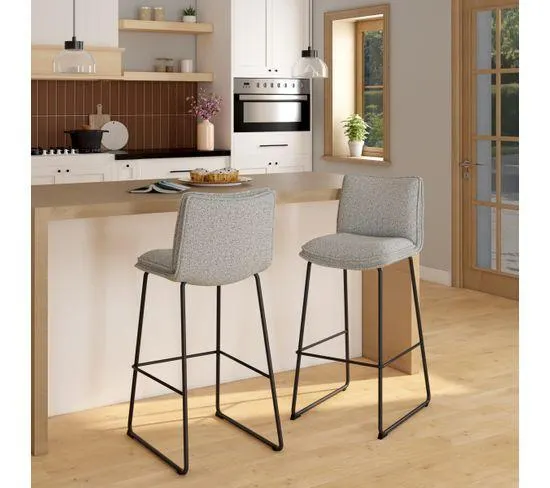 Lot de 2 tabouret de bar Hauteur 75 cm PROM Gris