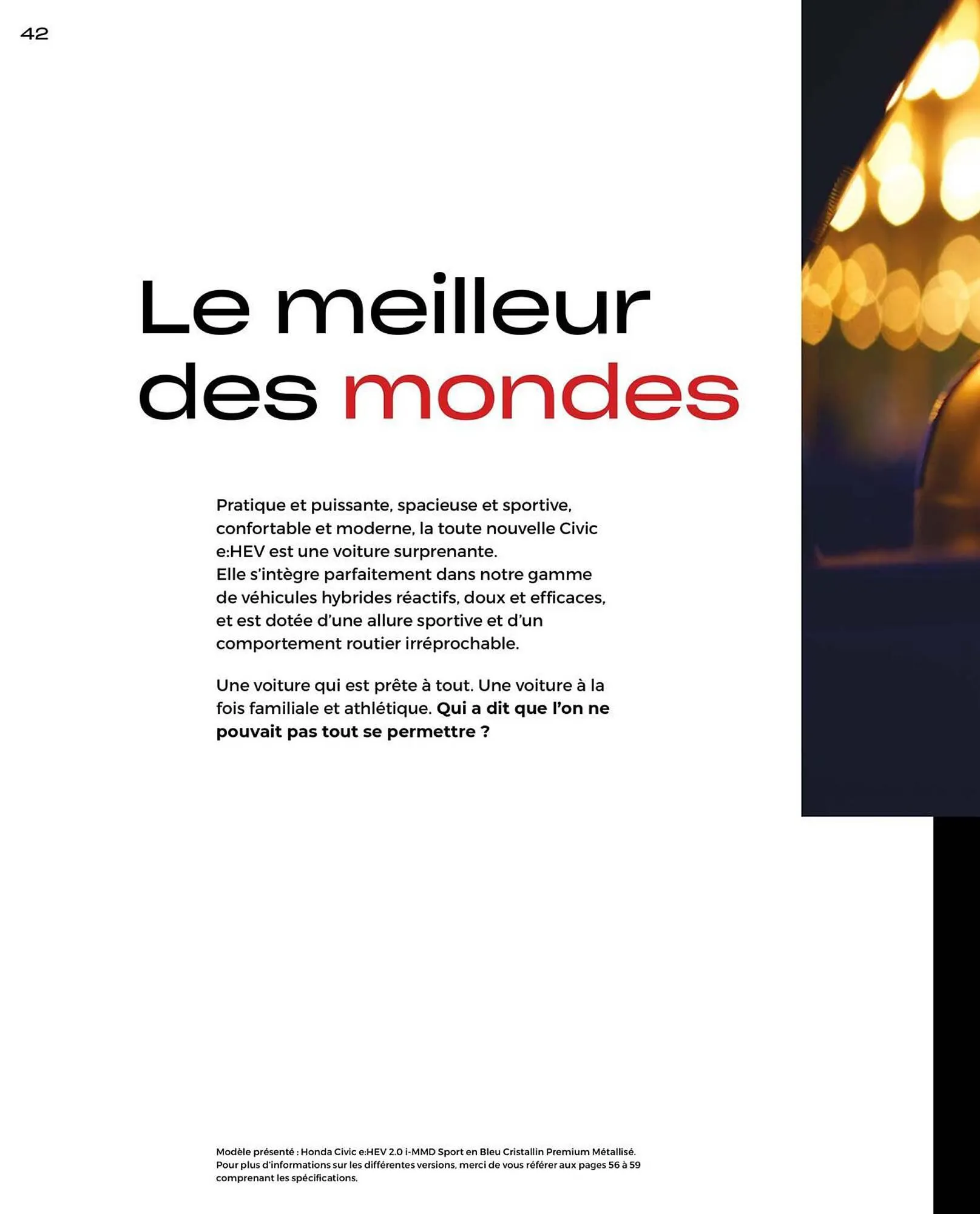 Catalogue Honda Civic Hybrid du 20 décembre au 30 juin 2024 - Catalogue page 42