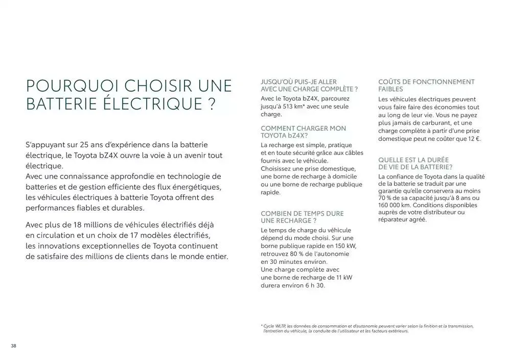 Toyota bZ4X  du 7 janvier au 7 janvier 2026 - Catalogue page 38