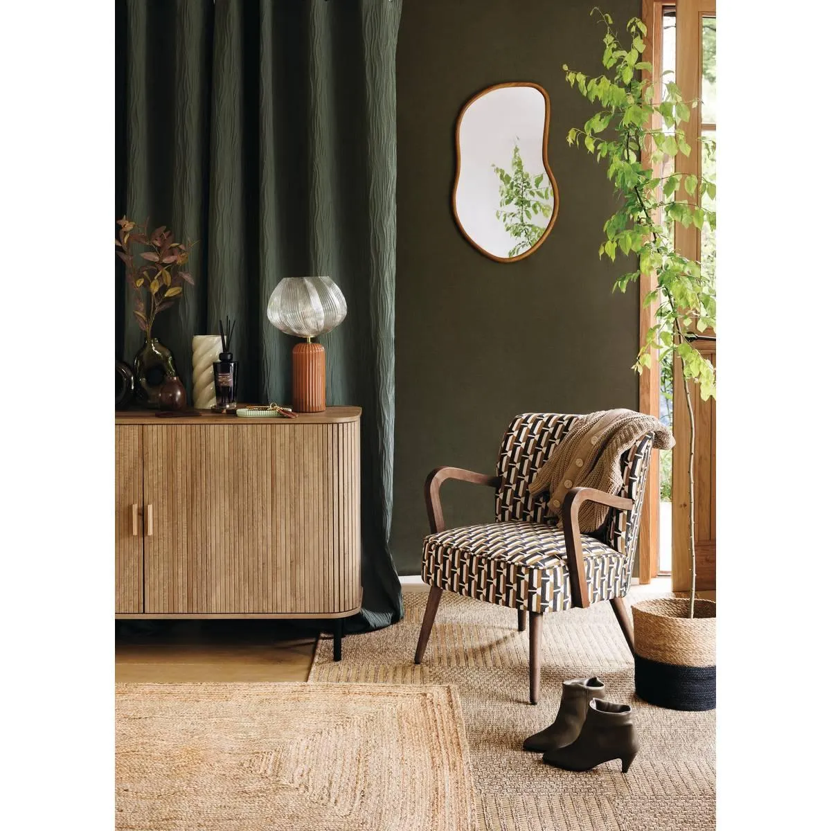 Lampe à poser Secteur "Phylas" Camel, H.45,5 cm