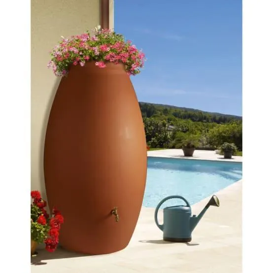 Récupérateur d'eau Jarre Polyéthylène Terre Cuite Ø 80 cm H 143 cm - BELLIJARDIN
