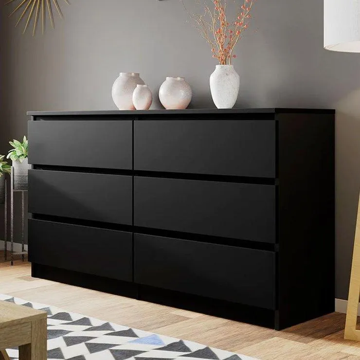 MALWA COMMODE 6 TIROIRS NOIR