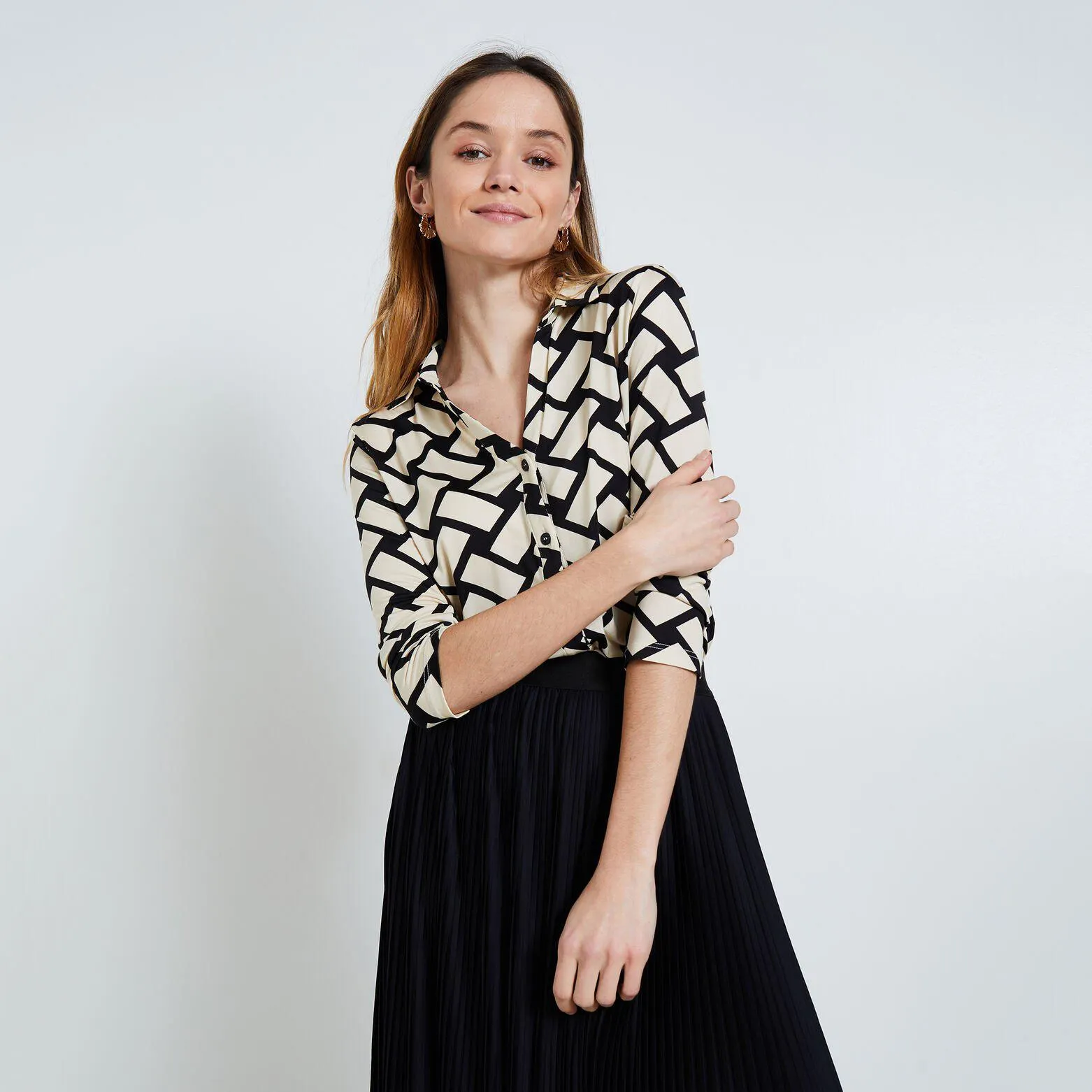 Tshirt col chemise femme