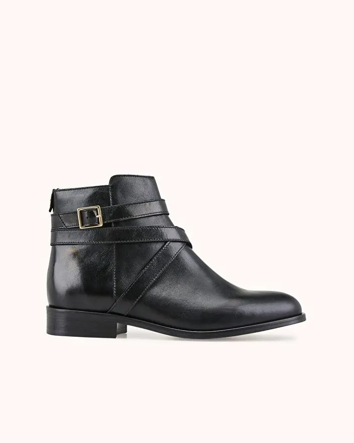 BOTTINE PLATE VIRTUA en cuir lisse noir
