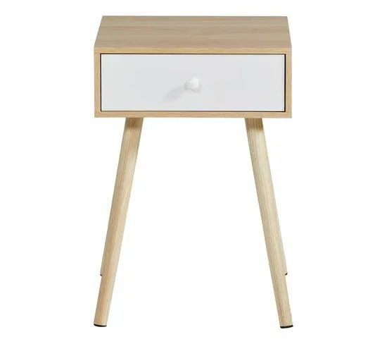 Chevet 1 tiroir INGO imitation chêne et blanc