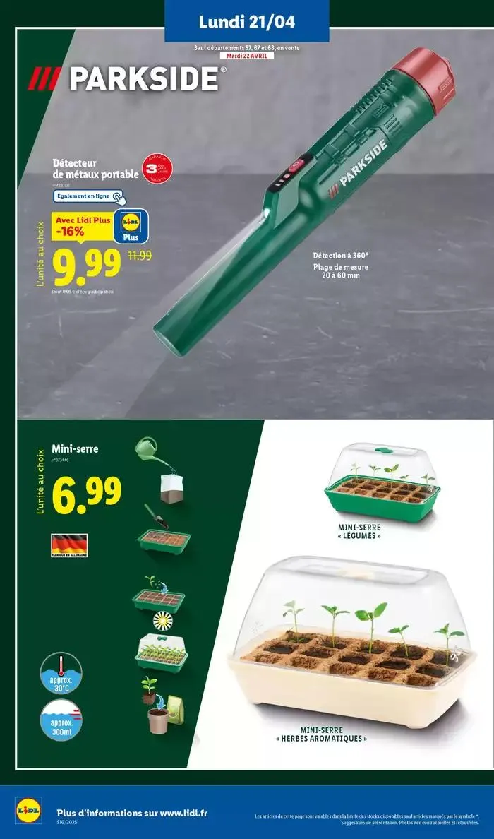 Ne manquez pas les ventes de jardinage et textile ce jeudi chez Lidl du 21 avril au 24 avril 2025 - Catalogue page 12