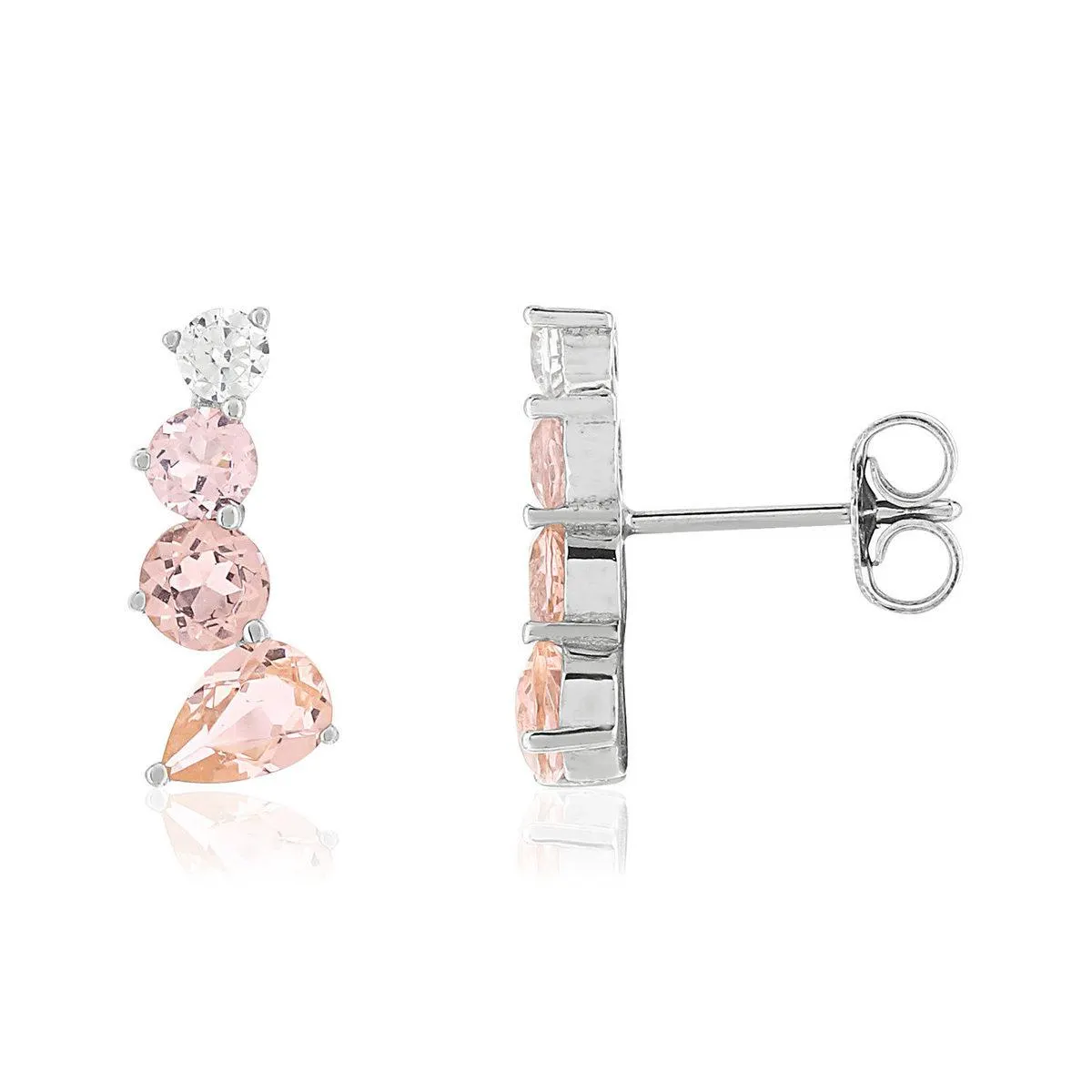 Boucles d'oreilles argent 925 pierres imitation roses et zirconias