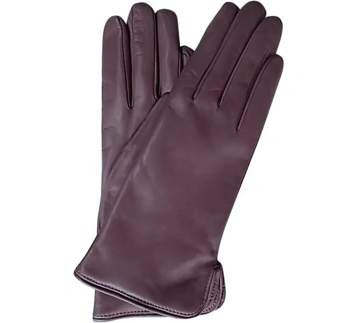 Purple Leather Women's Gloves w/Cashmere Lining