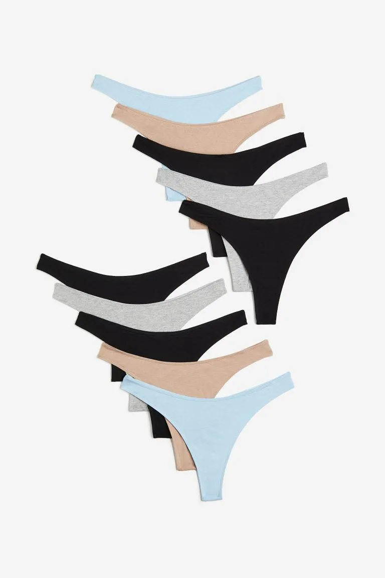 Lot de 10 culottes Thong en coton