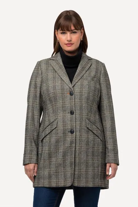 Blazer, motif à chevrons, col à revers, fente d'aisance