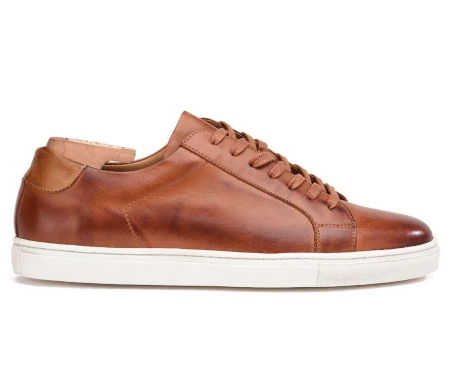 Sneakers cuir homme Châtaigne Patiné - INGLEWOOD