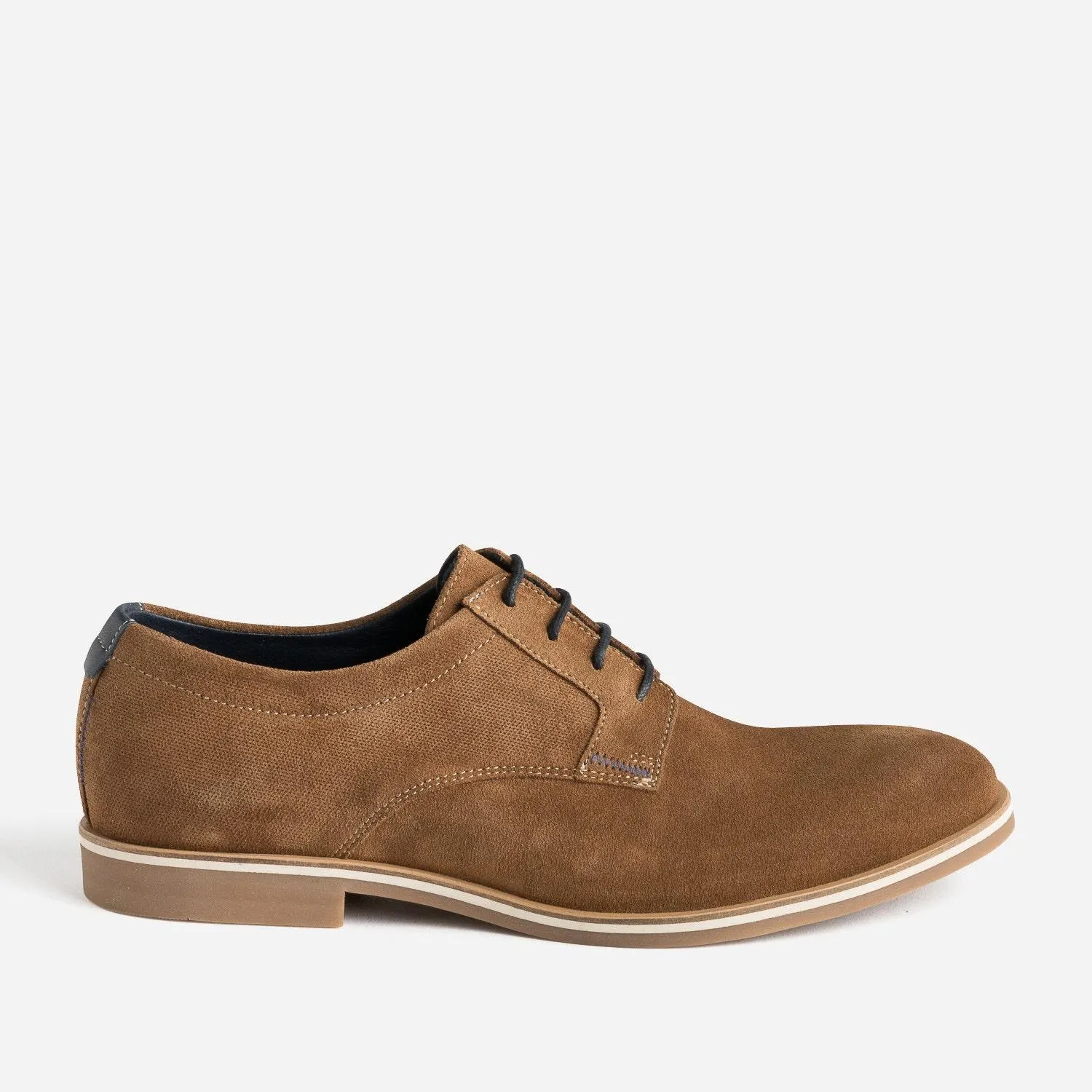 Derby marron clair éco-conçu en cuir velours