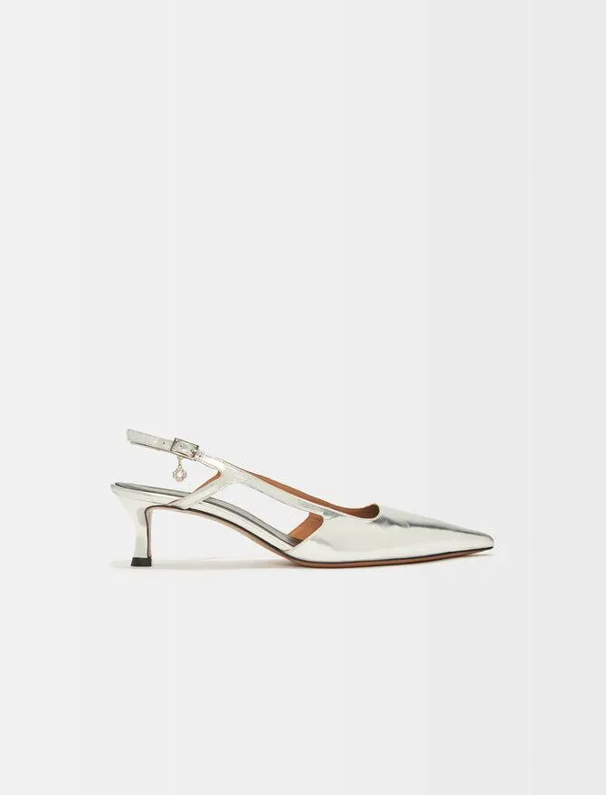 à brides en cuir argenté