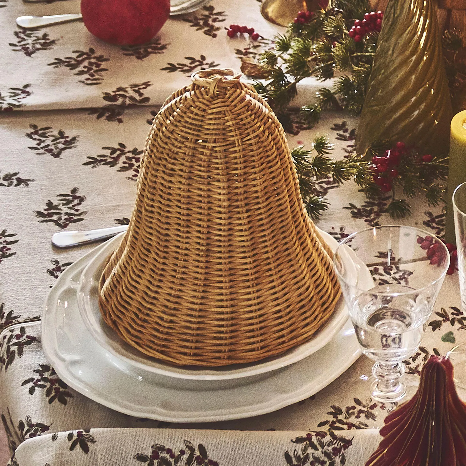 Cloche décorative en rotin D20xH24cm - naturel