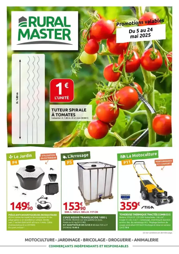MOTOCULTURE - JARDINAGE - BRICOLAGE - DROGUERIE - ANIMALERIE du 5 mai au 24 mai 2025 - Catalogue page 1
