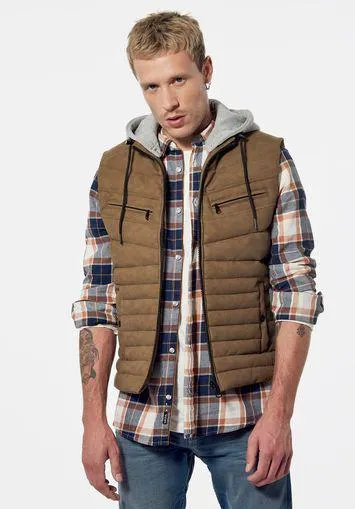 Doudoune sans manches marron Homme
